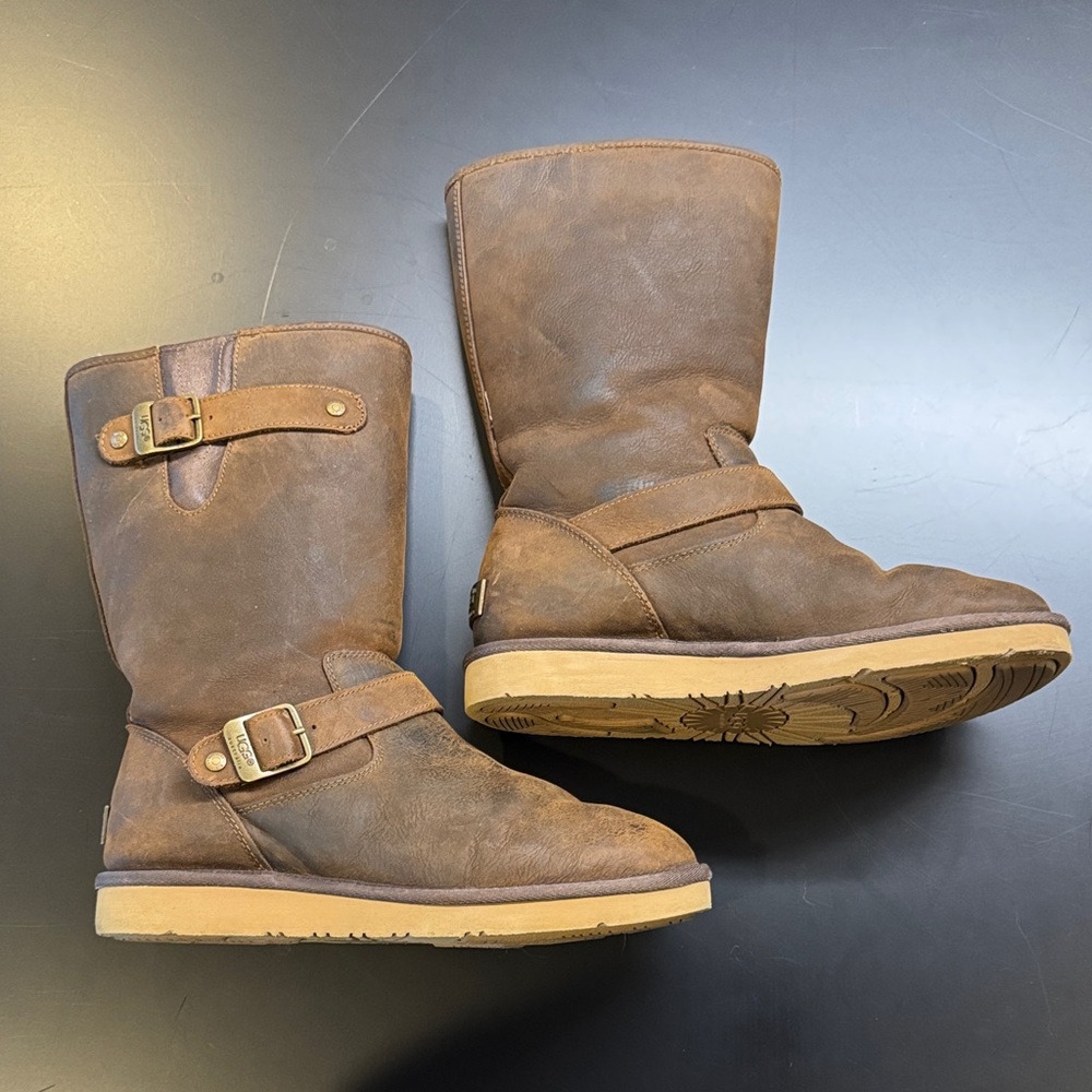 UGG Brown Sutter Leather Moto - Size 9